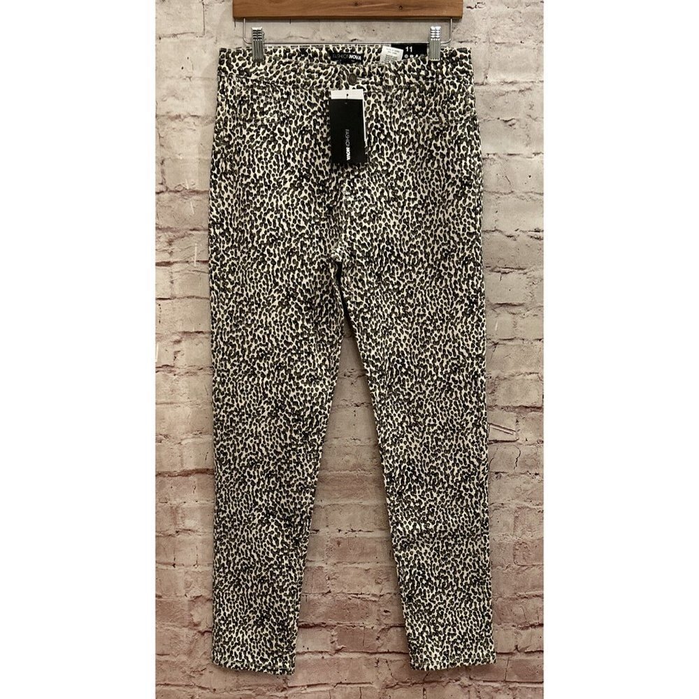 Fashion Nova Purrfectly Print Leopard Print High Rise Skinny Jeans Size 11 NEW